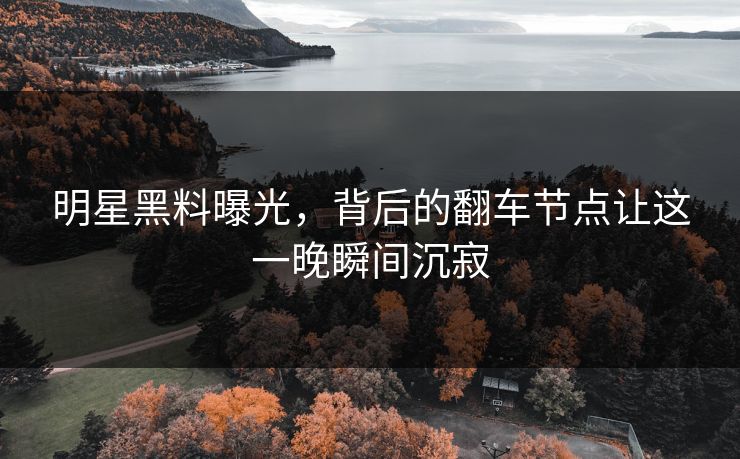 明星黑料曝光，背后的翻车节点让这一晚瞬间沉寂